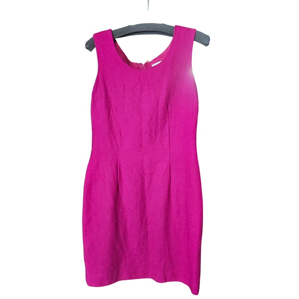Casual Corner Vintage Magenta Pink Wool Blend Sleeveless Sheath Dress Size 12